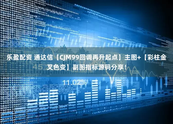 乐盈配资 通达信【CJM99回调再升起点】主图+【彩柱金叉色变】副图指标源码分享！