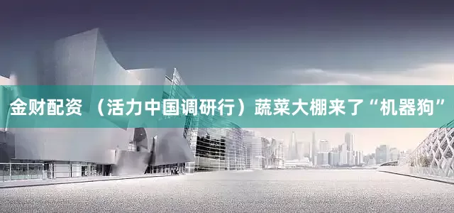 金财配资 （活力中国调研行）蔬菜大棚来了“机器狗”