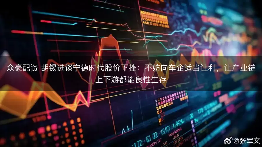 众豪配资 胡锡进谈宁德时代股价下挫：不妨向车企适当让利，让产业链上下游都能良性生存